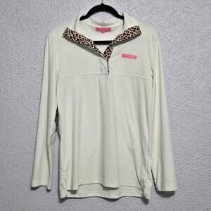 Simply Southern Women's Elbow Patch Size S Y2K Leopard Print Preppy Athleisure